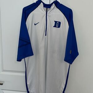 Long Nike Duke Blue Devils Team Issue Sewn 1/4 zipper 2010 warmup shooter jersey